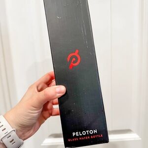 Peloton Glass Water Bottle, Black and Red, NEVER OPENED